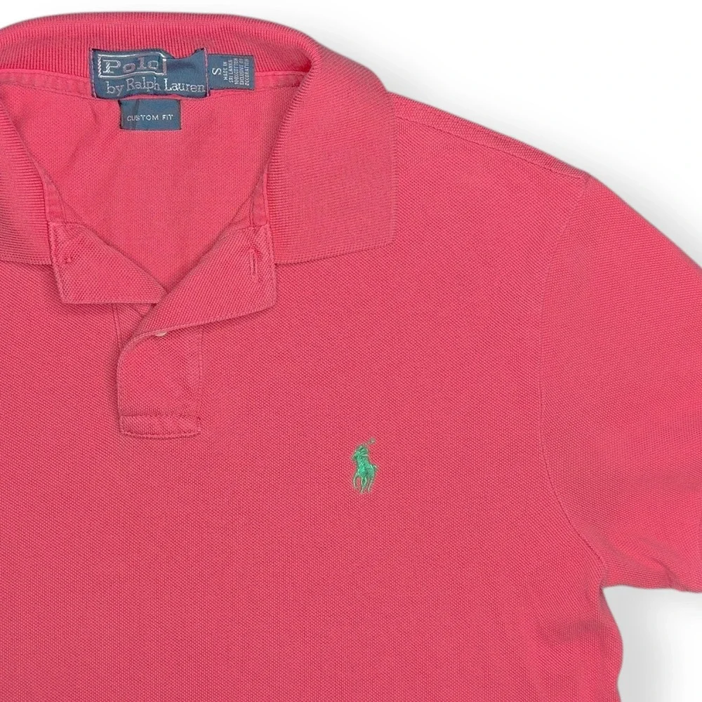 Polo‎ Ralph Lauren Men's Small Pink Custom Fit Polo Shirt Green Pony 100% Cotton